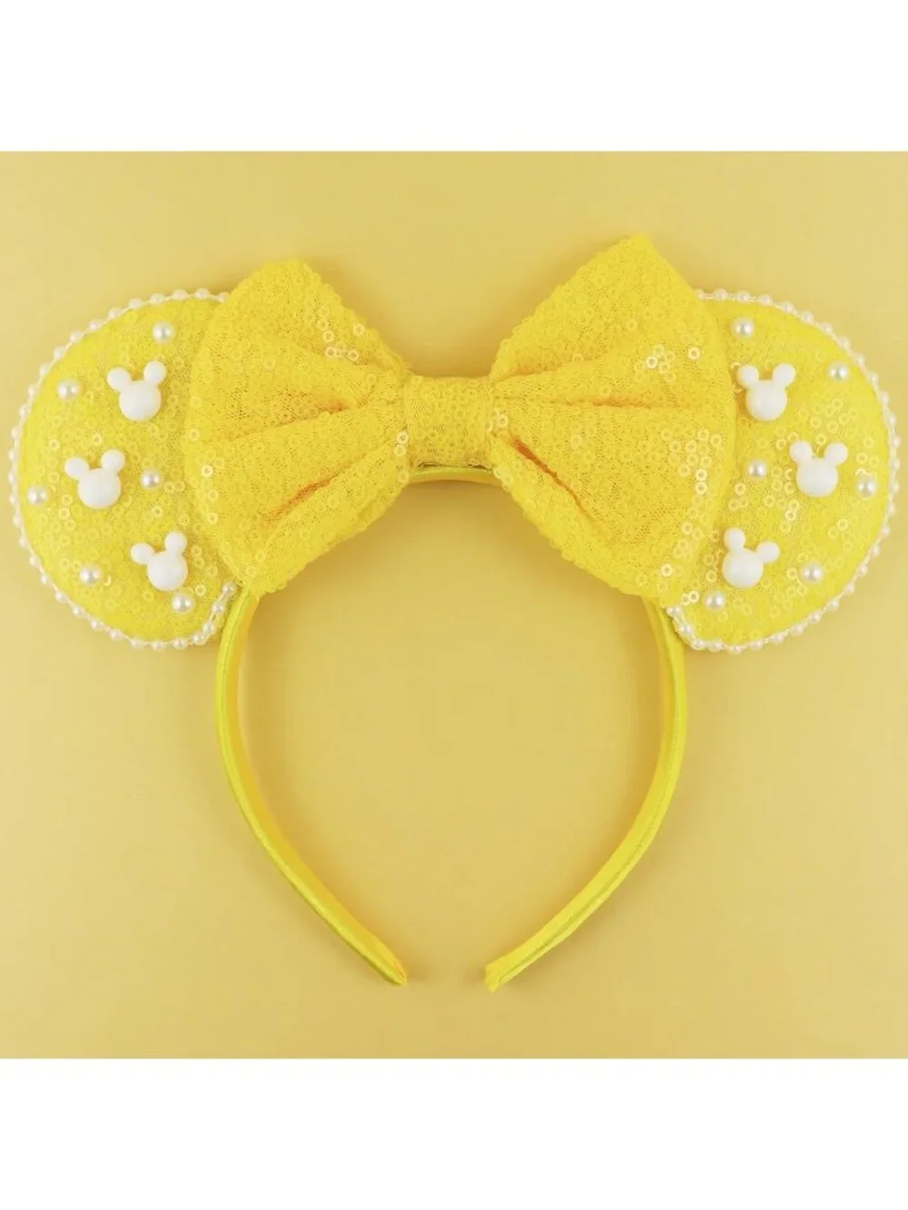 Women Yellow Polyester Velvet Mickey Mouse Halloween Costume Headband